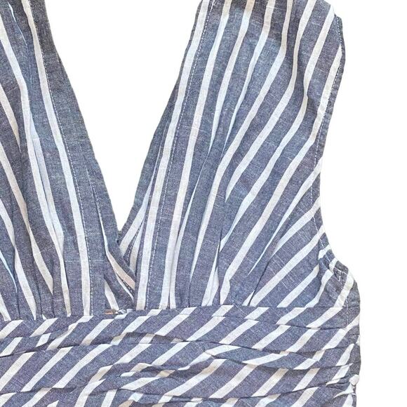 Free People Your Song Gray & White Striped Sleeveless Peplum Top Size 2 - Picture 3 of 7
